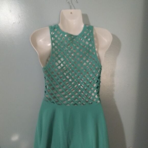 Teal lattice back A line dress size large - Picture 5 of 11